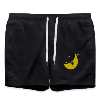 Squiti, the black cat, on the moon - Swim Trunks - black - Front - AI Model Male 185 light (185cm)