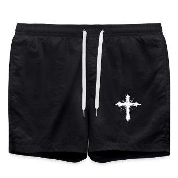 Symbole de la croix - Short de bain - noir - Devant - AI Model Male 185 light (185cm)