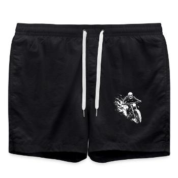 Biker Skull Motorcycle Gift - Swim Trunks - black - Front - AI Model Male 185 light (185cm)
