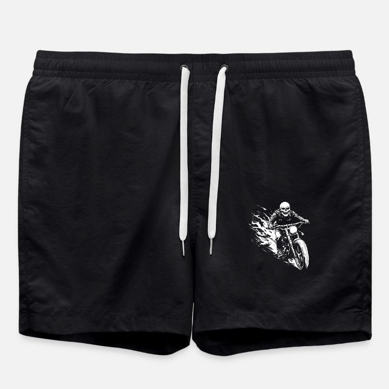 Biker Totenkopf Motorrad Geschenk - Badeshorts - Schwarz