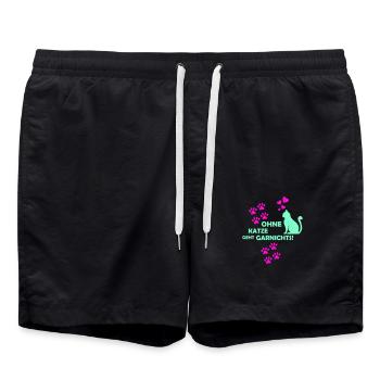 Nothing works without a cat 01 - Swim Trunks - black - Front - AI Model Male 185 light (185cm)