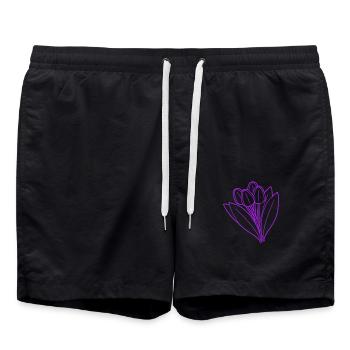 Pink Tulips Bouquet Spring Summer Flowers - Swim Trunks - black - Front - AI Model Male 185 light (185cm)