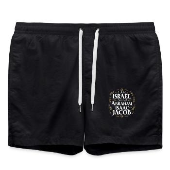 Hebräisches Erbe: Israel, Nachkommen Abrahams - Badeshorts - Schwarz - Vorne - AI Model Male 185 light (185cm)