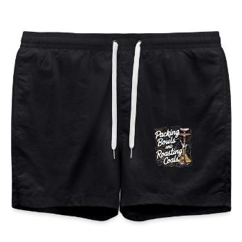 Relaxed hookah look for connoisseurs - Swim Trunks - black - Front - AI Model Male 185 light (185cm)
