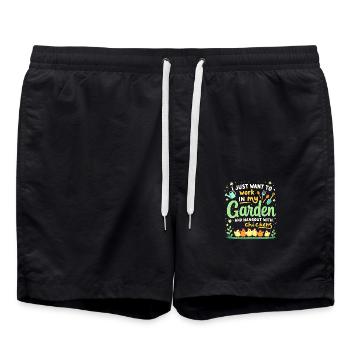 T Shirt Garden Chickens - Swim Trunks - black - Front - AI Model Male 185 light (185cm)