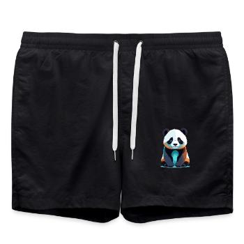 Panda Vektor Kunst mit lebendiger Farbillustration - Badeshorts - Schwarz - Vorne - AI Model Male 185 light (185cm)