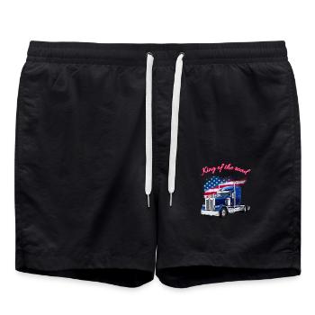 US Truck America avec drapeau - Roi de la route - Short de bain - noir - Devant - AI Model Male 185 light (185cm)