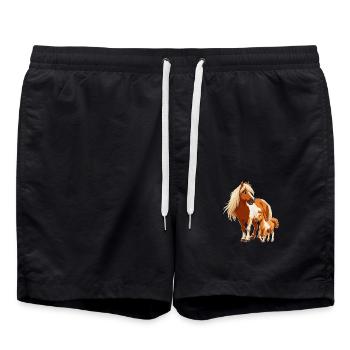 Poney Shetland avec poulain - Short de bain - noir - Devant - AI Model Male 185 light (185cm)