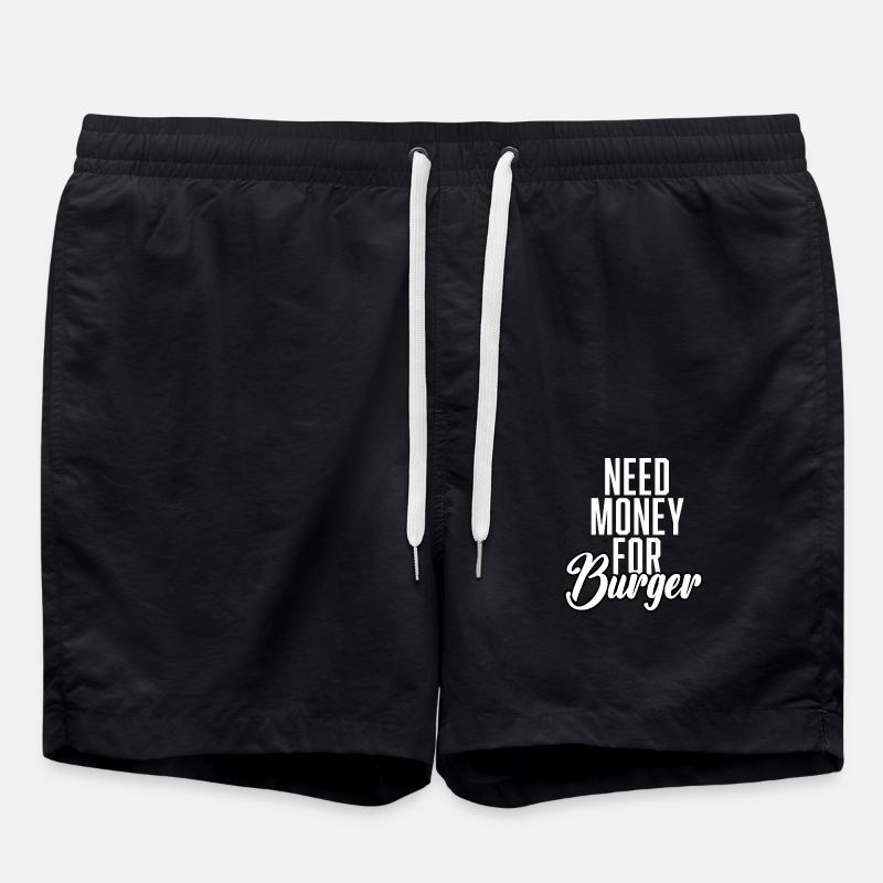 Need Money For Burger - Badeshorts - Schwarz