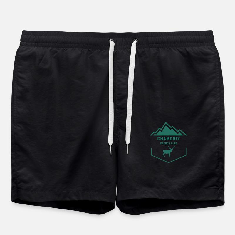 Der Hirsch von Chamonix - Badeshorts - Schwarz
