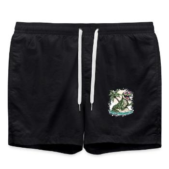 Alligator Insel Palme - Badeshorts - Schwarz - Vorne - AI Model Male 185 light (185cm)