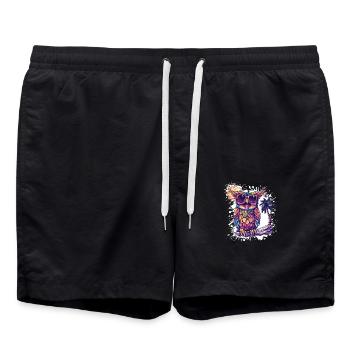 Eule Sommer Urlaub - Badeshorts - Schwarz - Vorne - AI Model Male 185 light (185cm)