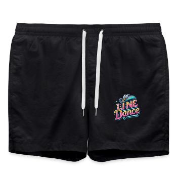 Farbenfrohes Line Dance Design mit Cowboyhut - Badeshorts - Schwarz - Vorne - AI Model Male 185 light (185cm)