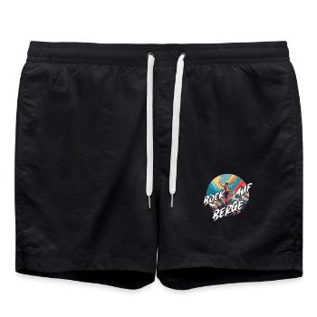 Bock auf Berge Bergsteigen Frau auf Berggipfel - Badeshorts - Schwarz - Vorne - AI Model Male 185 light (185cm)