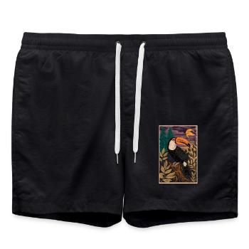 Mystischer Tukan im Mondschein - Badeshorts - Schwarz - Vorne - AI Model Male 185 light (185cm)