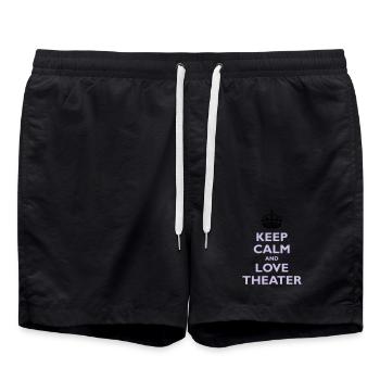 Keep Calm & Love Theater - Badeshorts - Schwarz - Vorne - AI Model Male 185 light (185cm)