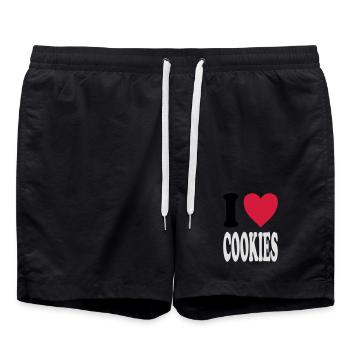 I love COOKIES (Farben anpassbar!) - Badeshorts - Schwarz - Vorne - AI Model Male 185 light (185cm)