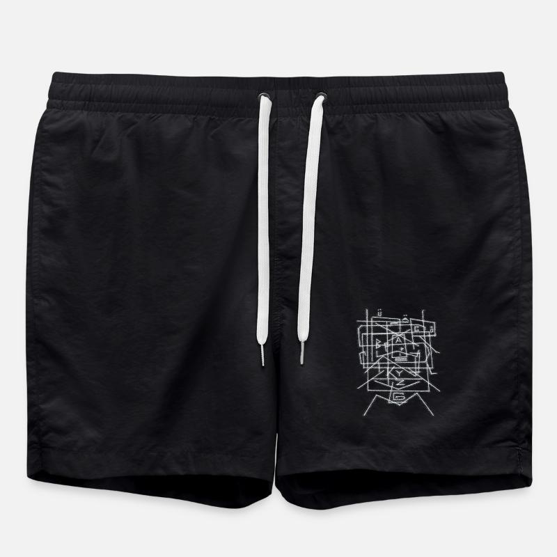 Alphabet character pattern ABC - Swim Trunks - black
