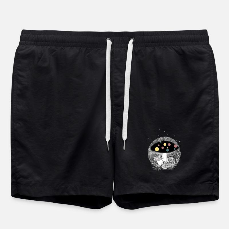 Cute fox illustration - Swim Trunks - black