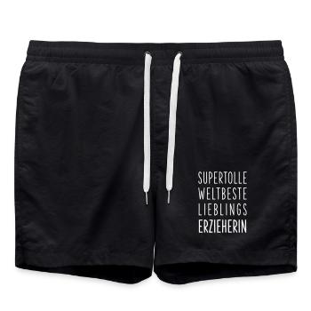 Supertolle Weltbeste Lieblings Erzieherin Geschenk - Badeshorts - Schwarz - Vorne - AI Model Male 185 light (185cm)