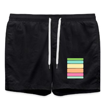 Streifen / Linien / Sprüche / Trend - Badeshorts - Schwarz - Vorne - AI Model Male 185 light (185cm)