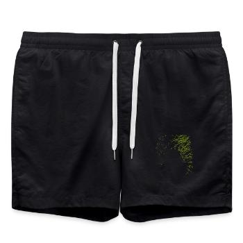 Abstract design / line / green / pattern / nature - Swim Trunks - black - Front - AI Model Male 185 light (185cm)