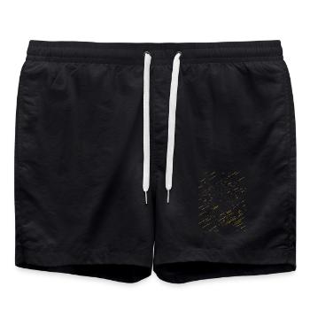 Abstrakte Strahlen / Linie / gold / Muster - Badeshorts - Schwarz - Vorne - AI Model Male 185 light (185cm)