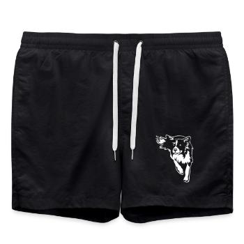 Border Collie "Black Edition" - Swim Trunks - black - Front - AI Model Male 185 light (185cm)