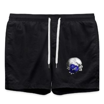 Dessin du crâne des roses indigo - Short de bain - noir - Devant - AI Model Male 185 light (185cm)