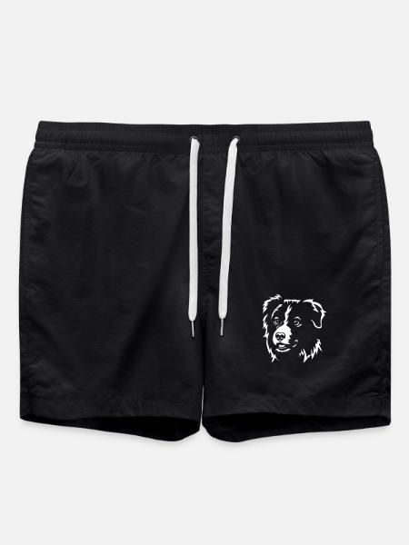 Border Collie Kopf "Black Edition" - Badeshorts - Schwarz