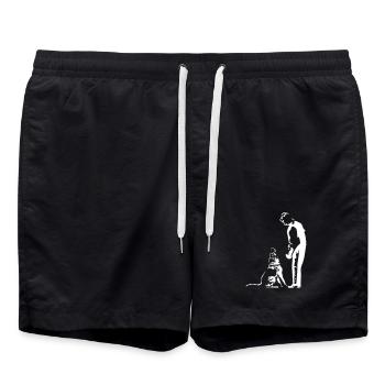 Schäferhund IPO Schutzdienst "Black Edition" - Badeshorts - Schwarz - Vorne - AI Model Male 185 light (185cm)