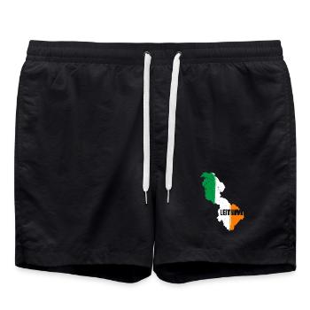 Leitrim Irland County | Flagge Landkarte Kontur - Badeshorts - Schwarz - Vorne - AI Model Male 185 light (185cm)
