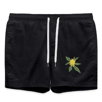 Acacia argenté avec ses fleurs jaunes Pompons - Short de bain - noir - Devant - AI Model Male 185 light (185cm)