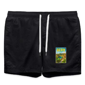 Bern Panorama Aare & Old Town - Swim Trunks - black - Front - AI Model Male 185 light (185cm)