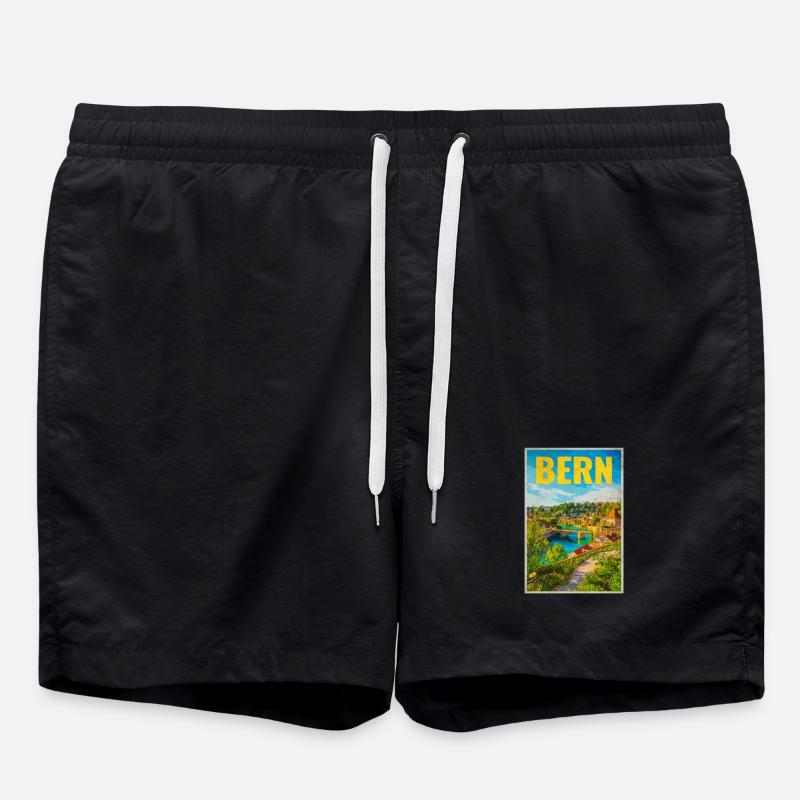 Bern Panorama Aare & Old Town - Swim Trunks - black