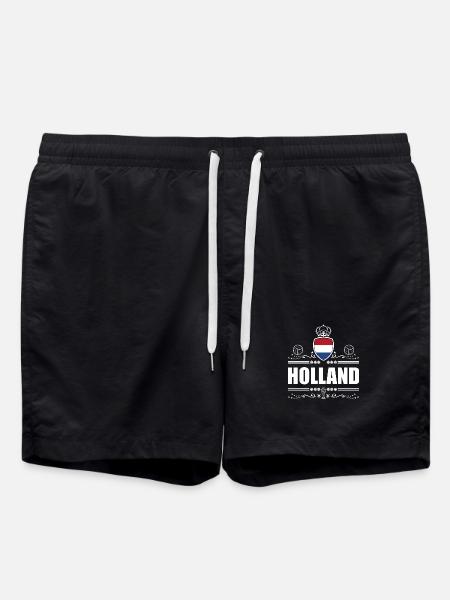 HOLLAND | Netherlands White Lineart - Swim Trunks - black