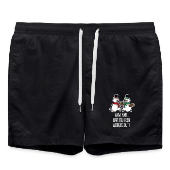 Drôle de bonhomme de neige Cartoon Fitness Gym Noël - Short de bain - noir - Devant - AI Model Male 185 light (185cm)