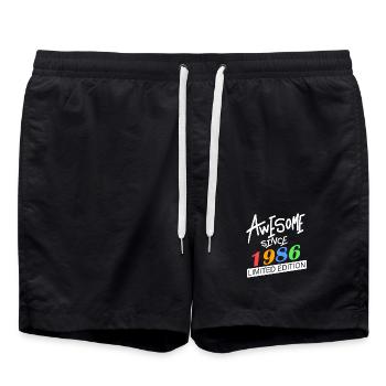1986 - Jahrgang 1986 - Fantastisch seit 1986 - Badeshorts - Schwarz - Vorne - AI Model Male 185 light (185cm)