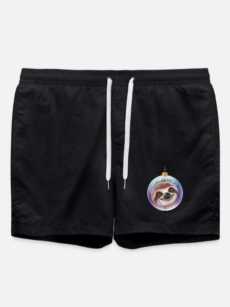 Christmas Sloth Santa - Swim Trunks - black