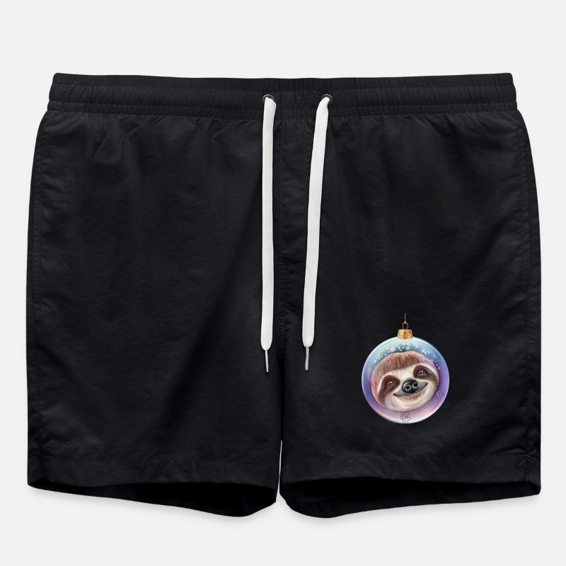 Christmas Sloth Santa - Swim Trunks - black