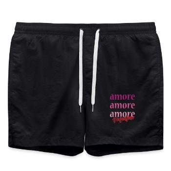 t-shirt amour Saint-Valentin amour Liebe amour amor - Short de bain - noir - Devant - AI Model Male 185 light (185cm)