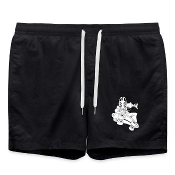Renard blanc étrange en skateboard - Short de bain - noir - Devant - AI Model Male 185 light (185cm)