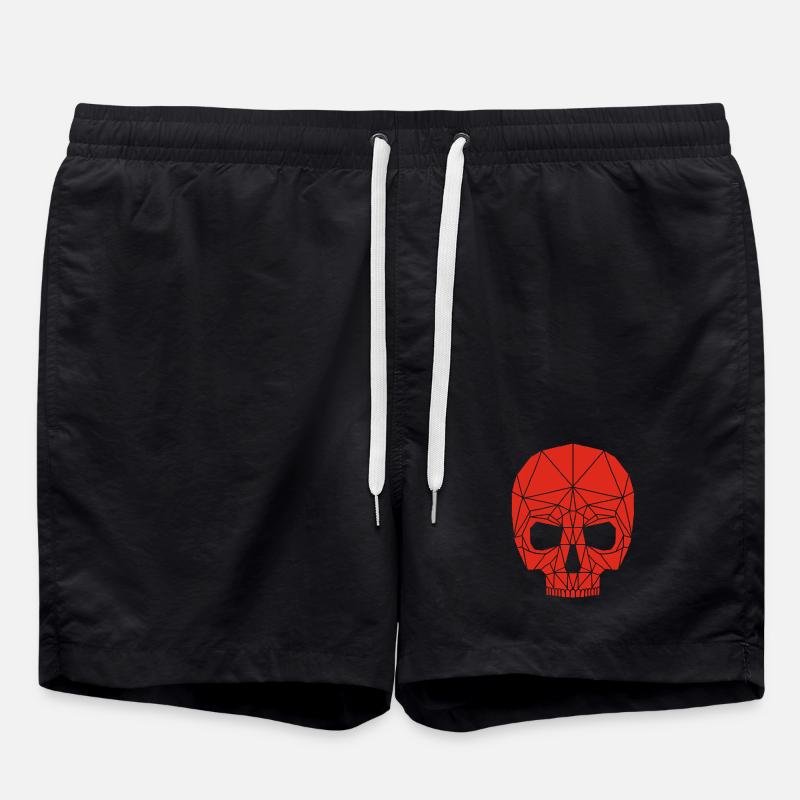 Red robotic skull - Swim Trunks - black