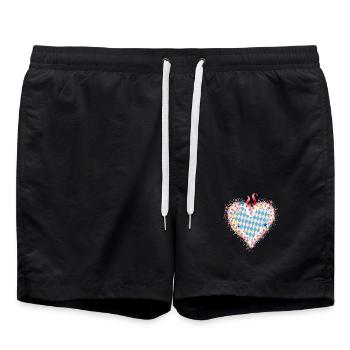 Forme de cœur en pain d’épices dans le style bavarois bleu et blanc - Short de bain - noir - Devant - AI Model Male 185 light (185cm)