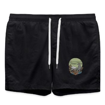 vintage wolf - Badeshorts - Schwarz - Vorne - AI Model Male 185 light (185cm)