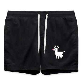 Rentier Rudolf L weiß mit neonpinker Nase - Badeshorts - Schwarz - Vorne - AI Model Male 185 light (185cm)