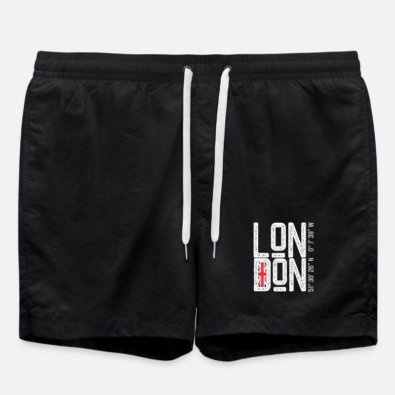 London Flag Distressed Typo - Badeshorts - Schwarz