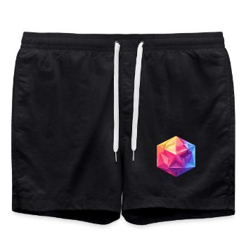 Cube Géométrique D20 – Design RPG coloré - Short de bain - noir - Devant - AI Model Male 185 light (185cm)