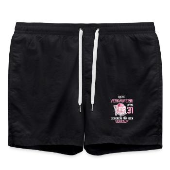 Verkäuferin 31 Geburtstag Verkaufen Verkauf Spruch - Badeshorts - Schwarz - Vorne - AI Model Male 185 light (185cm)