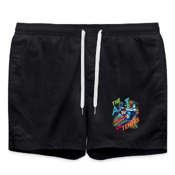 Dynamic Serve: The Art of Tennis in Motion - Swim Trunks - black - Front - AI Model Male 185 light (185cm)